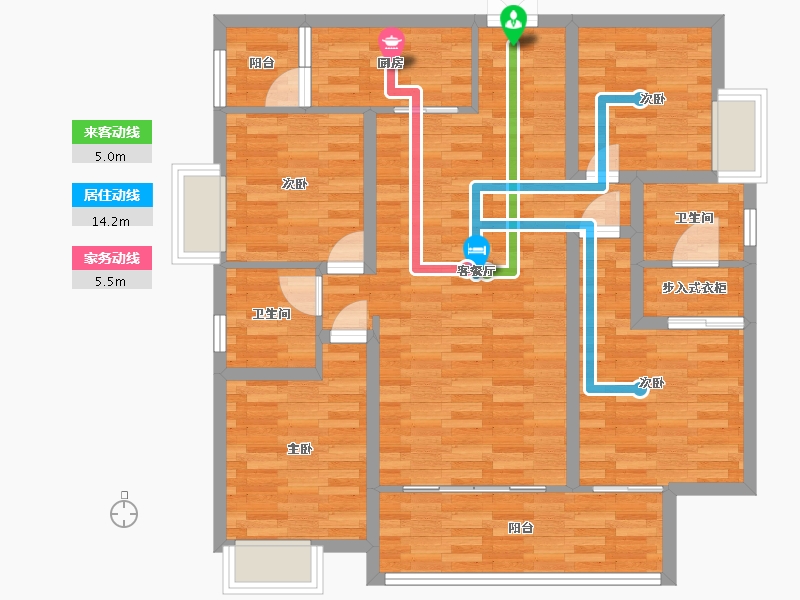 四川省-成都市-川发天府上城建面131m2-97.64-户型库-动静线