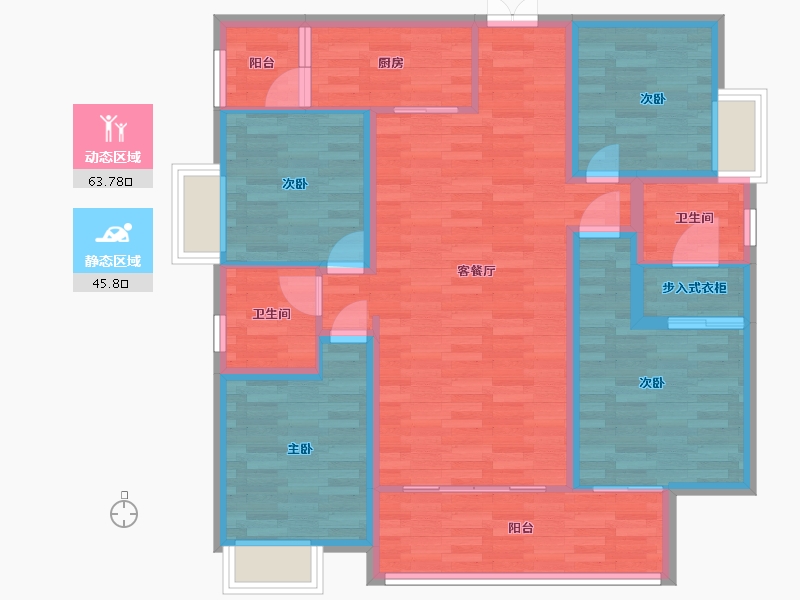 四川省-成都市-川发天府上城建面131m2-97.64-户型库-动静分区