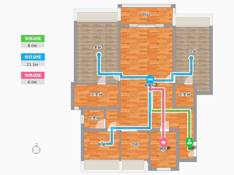 四川省-成都市-中南樾府A3户型33号楼,34号楼建面138m2-112.42-户型库-动静线