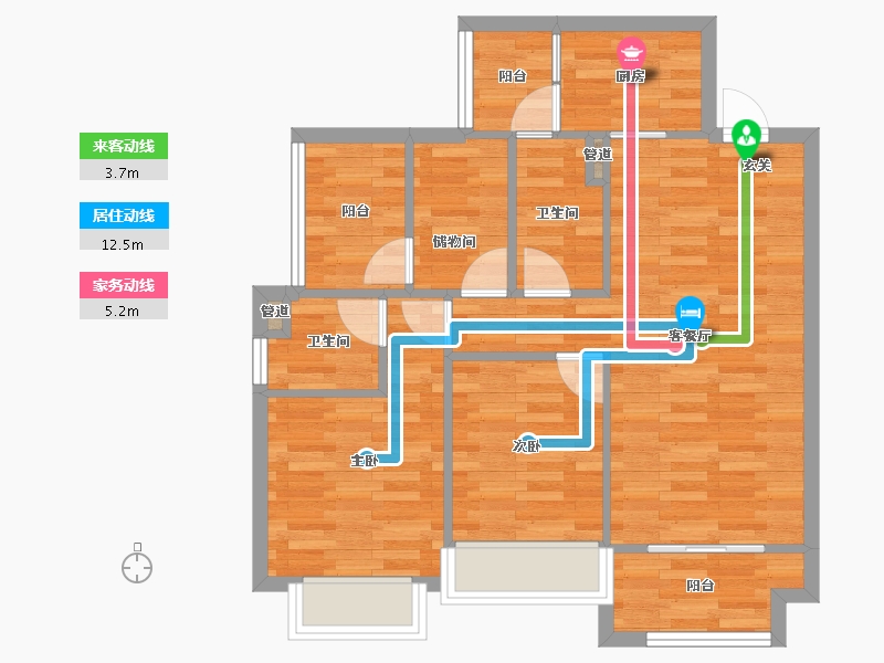 四川省-成都市-新城悦隽盛世1号楼,3号楼,2号楼95m²-71.25-户型库-动静线