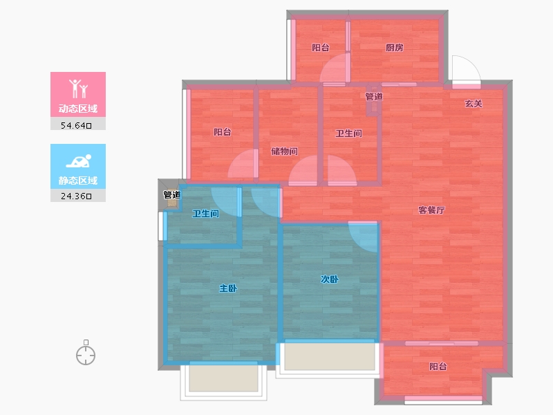 四川省-成都市-新城悦隽盛世1号楼,3号楼,2号楼95m²-71.25-户型库-动静分区