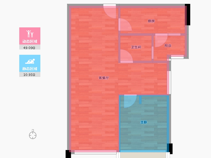 重庆-重庆市-江北嘴壹号院西苑5幢53m²-54.46-户型库-动静分区