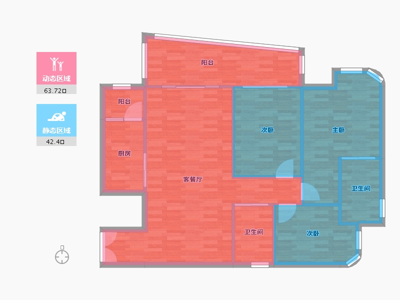 重庆-重庆市-江北嘴壹号院西苑97m²-97.41-户型库-动静分区