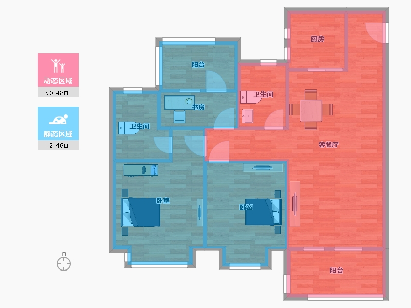 山东省-青岛市-奥园翰林名苑2，3号楼105m²-84.07-户型库-动静分区