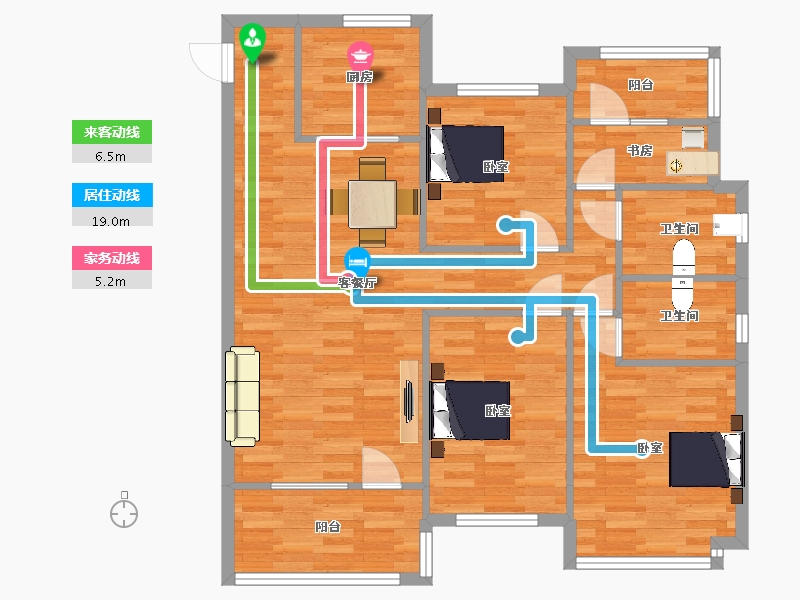 山东省-青岛市-奥园翰林名苑2号楼118m²-94.42-户型库-动静线