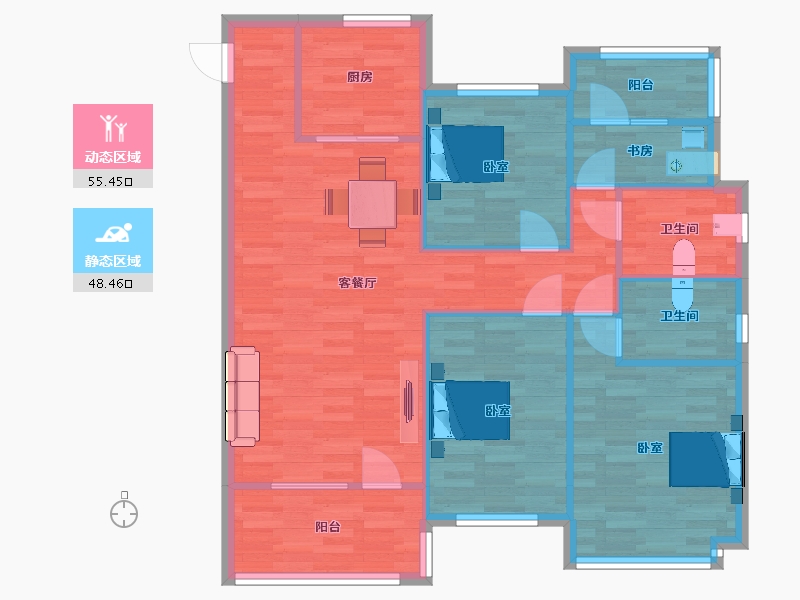 山东省-青岛市-奥园翰林名苑2号楼118m²-94.42-户型库-动静分区