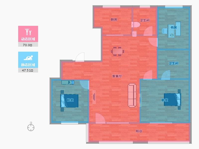 山东省-青岛市-中德弗莱德建公元6栋A1135m²-108.09-户型库-动静分区