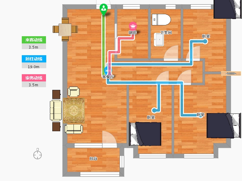 山东省-青岛市-青岛金地自在城28，27号楼E190m²-66.40-户型库-动静线