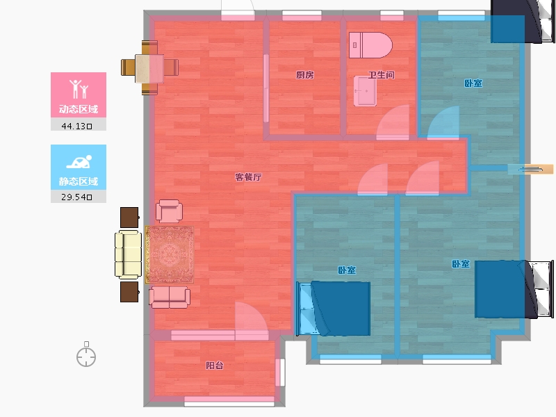 山东省-青岛市-青岛金地自在城28，27号楼E190m²-66.40-户型库-动静分区