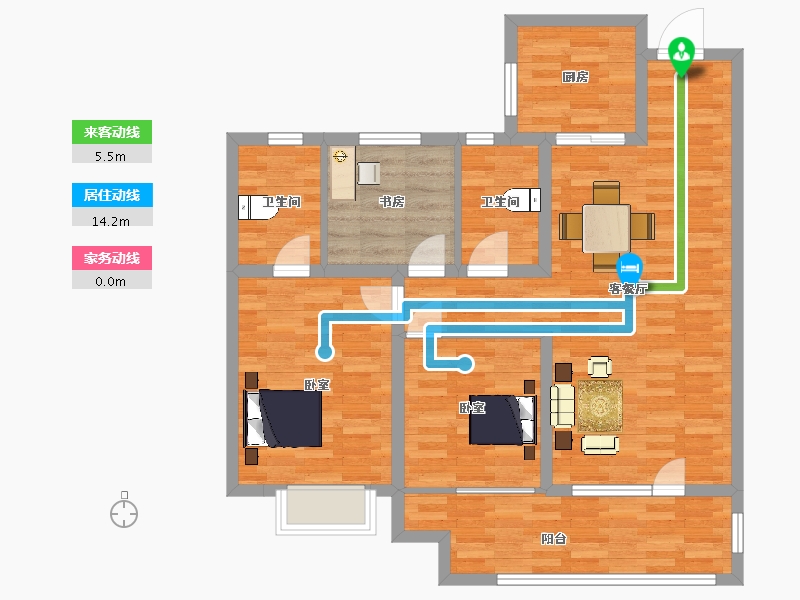 山东省-青岛市-保利源诚领秀海12，13号楼117m²-93.60-户型库-动静线