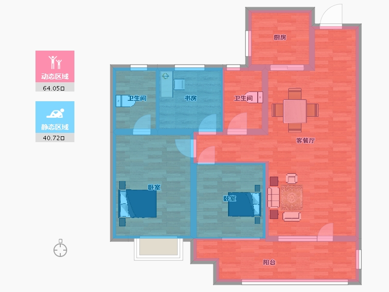 山东省-青岛市-保利源诚领秀海12，13号楼117m²-93.60-户型库-动静分区