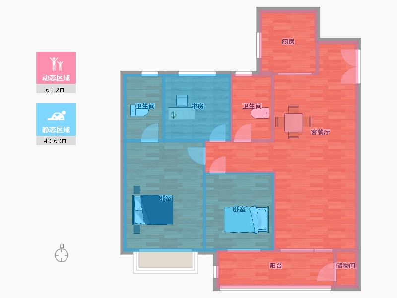 山东省-青岛市-保利源诚领秀海8，7，9号楼120m²-96.00-户型库-动静分区