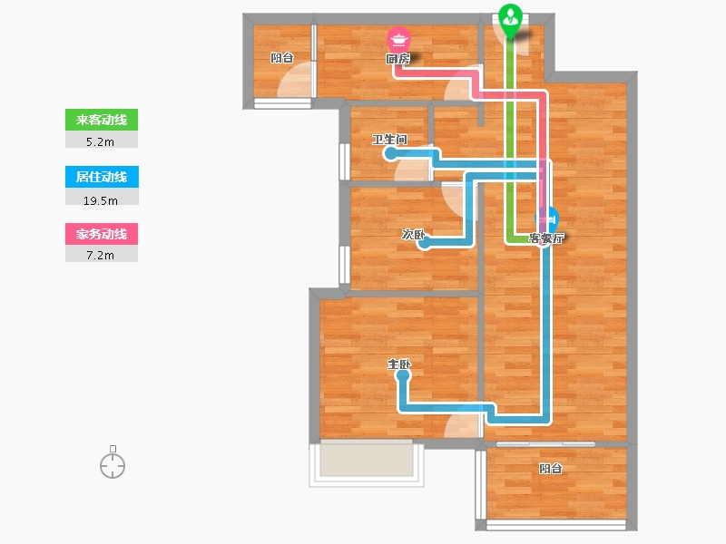 河南省-郑州市-绿地璀璨天城3,4,5,6,7,8,10,9,11,12,13,14号楼82m²-65.60-户型库-动静线