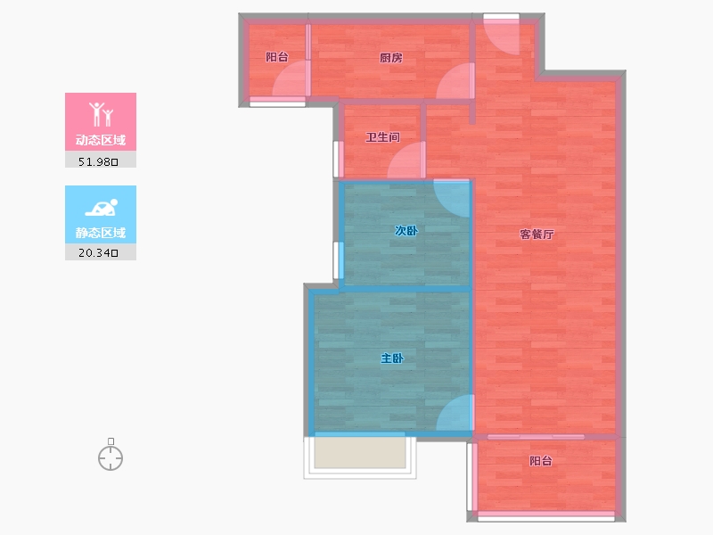 河南省-郑州市-绿地璀璨天城3,4,5,6,7,8,10,9,11,12,13,14号楼82m²-65.60-户型库-动静分区