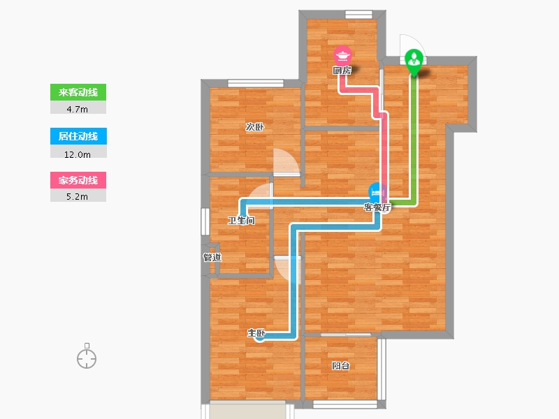 河南省-郑州市-美景麟起城83m²-66.40-户型库-动静线