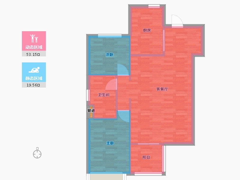 河南省-郑州市-美景麟起城83m²-66.40-户型库-动静分区