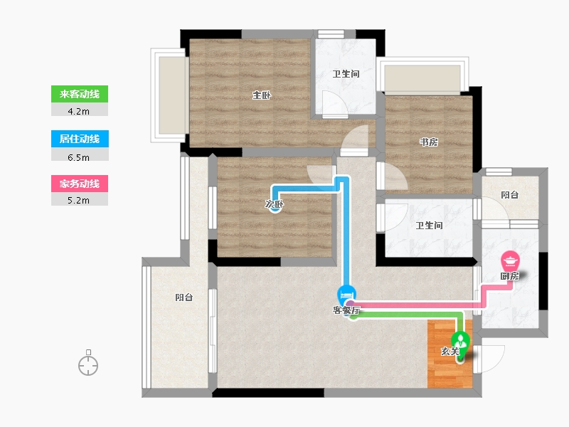 四川省-成都市-汇景新城H1户型101m²-80.26-户型库-动静线