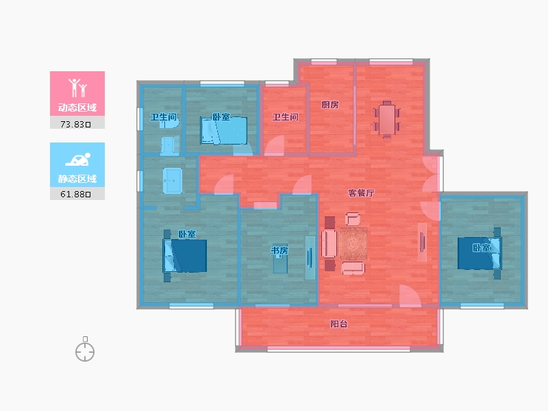 山东省-青岛市-中德弗莱德建公元7.8栋D155m²-124.51-户型库-动静分区