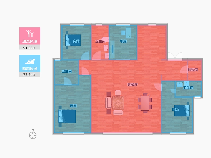 山东省-青岛市-绿地凤栖澜玥颂玥5,6,7,9号楼193m²-154.01-户型库-动静分区