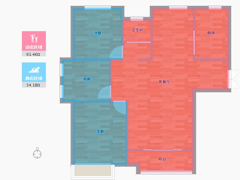 河南省-郑州市-丰乐奥体公馆1号楼,7号楼110m²-88.00-户型库-动静分区