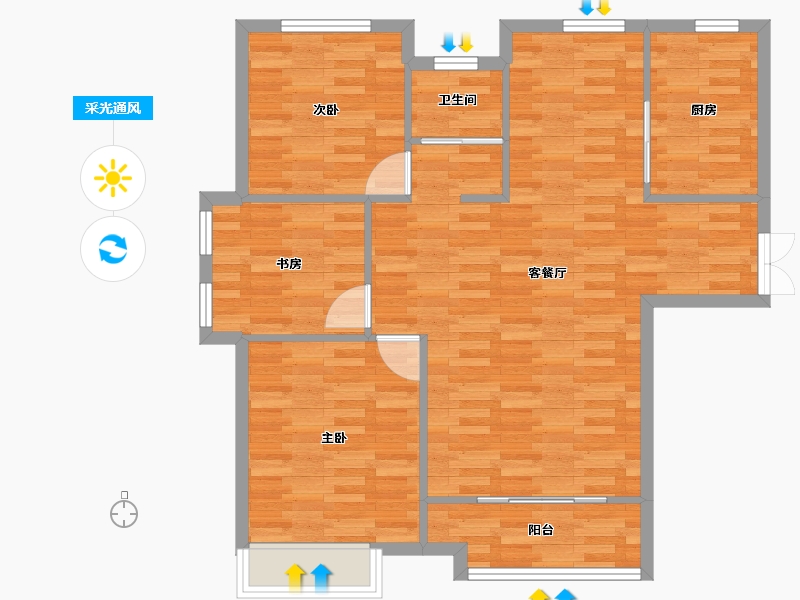 河南省-郑州市-丰乐奥体公馆1号楼,7号楼110m²-88.00-户型库-采光通风