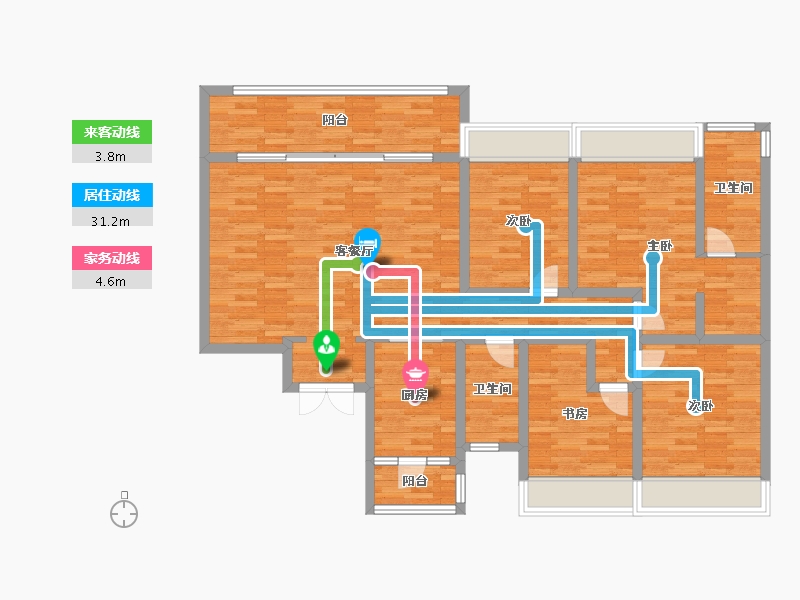 重庆-重庆市-重庆蘭园6号楼,7号楼131m²-123.78-户型库-动静线