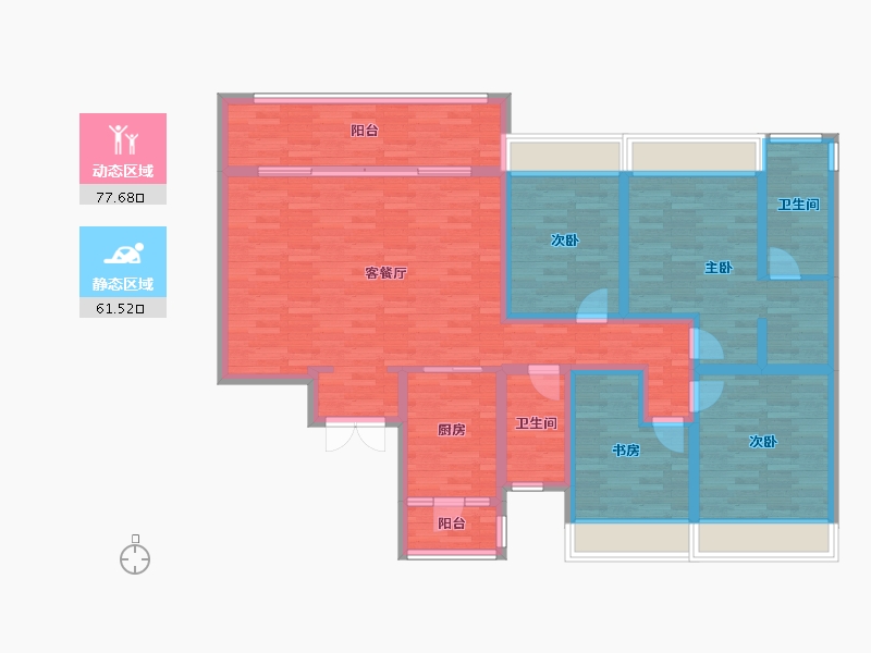 重庆-重庆市-重庆蘭园6号楼,7号楼131m²-123.78-户型库-动静分区