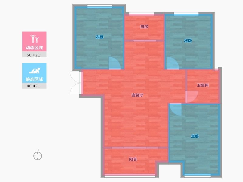 河南省-郑州市-丰乐奥体公馆1号楼,7号楼104m²-83.20-户型库-动静分区