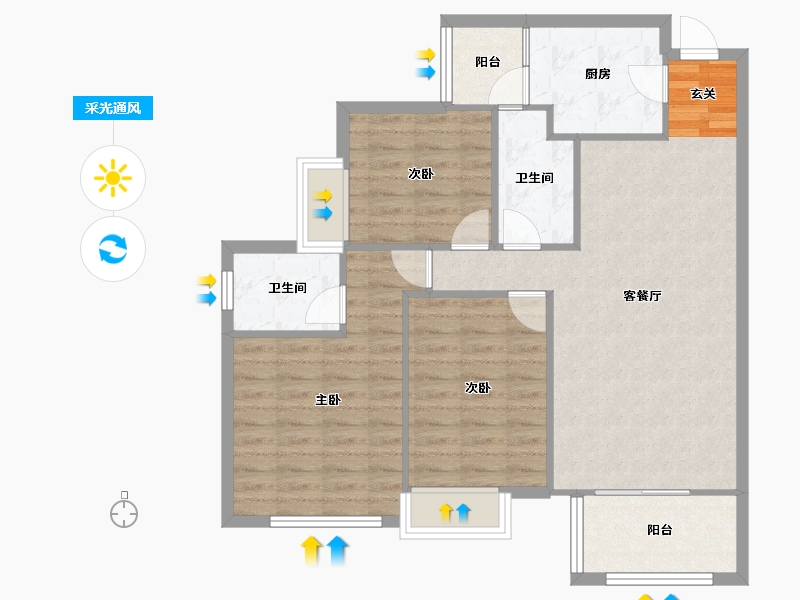 四川省-成都市-香满庭1号楼117m²-88.28-户型库-采光通风