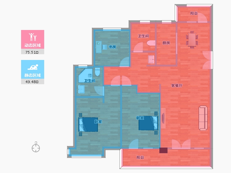 山东省-青岛市-鑫苑御龙湾20，21，22号楼143m²-114.52-户型库-动静分区