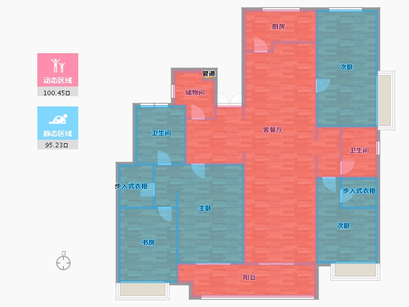 河南省-郑州市-鑫苑金水观城6号楼227m²-181.59-户型库-动静分区