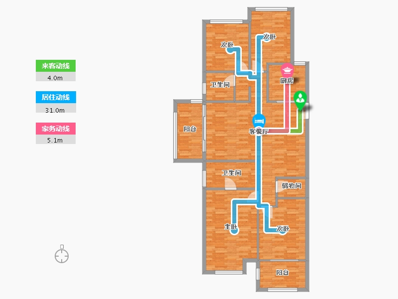 河南省-郑州市-鑫苑金水观城4号楼,6号楼148m²-118.39-户型库-动静线