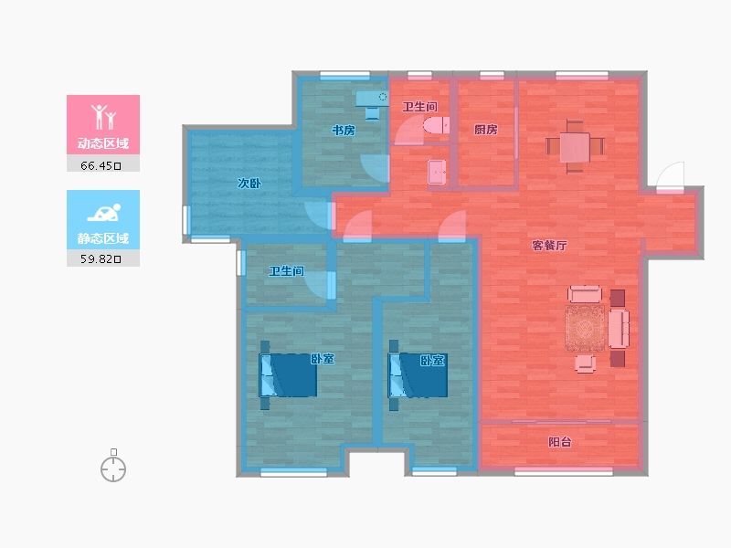 山东省-青岛市-中建锦绣城1，2，4号楼E142m²-112.95-户型库-动静分区