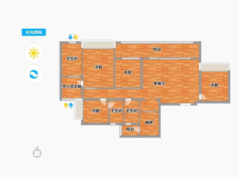 重庆-重庆市-天空雲镜2号楼147m²-147.00-户型库-采光通风