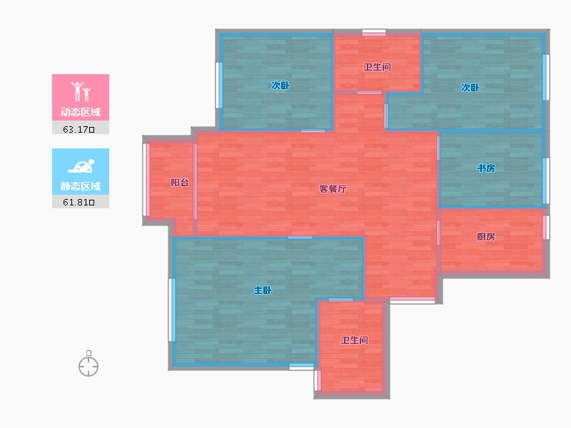 河南省-郑州市-中州府二期2号楼144m²-115.27-户型库-动静分区