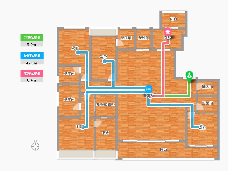 重庆-重庆市-重庆蘭园2号楼,226m²-217.61-户型库-动静线