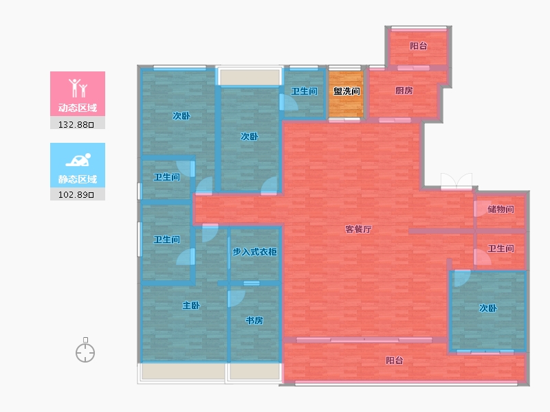 重庆-重庆市-重庆蘭园2号楼,226m²-217.61-户型库-动静分区