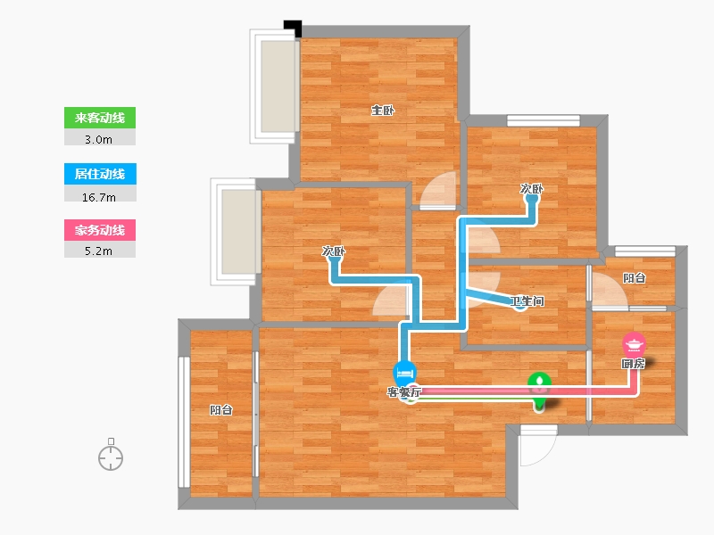 重庆-重庆市-港城印象二期2号楼70m²-69.46-户型库-动静线