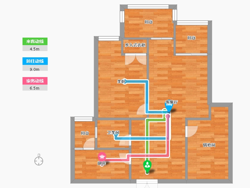 重庆-重庆市-港城印象二期2号楼,二期6号楼63m²-63.00-户型库-动静线