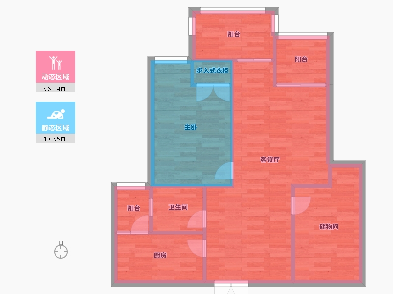 重庆-重庆市-港城印象二期2号楼,二期6号楼63m²-63.00-户型库-动静分区