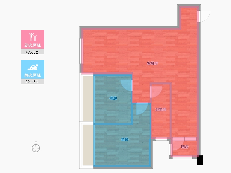 重庆-重庆市-江北嘴壹号院西苑5幢66m²-62.45-户型库-动静分区