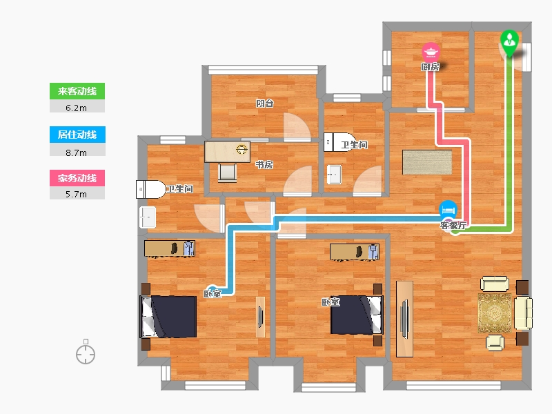 山东省-青岛市-奥园翰林名苑1号楼103m²-82.10-户型库-动静线