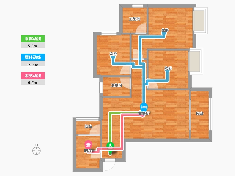 重庆-重庆市-港城印象二期2号楼77m²-72.09-户型库-动静线