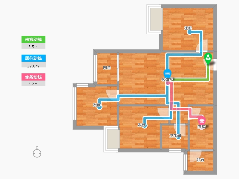 重庆-重庆市-港城印象二期2号楼63m²-61.47-户型库-动静线