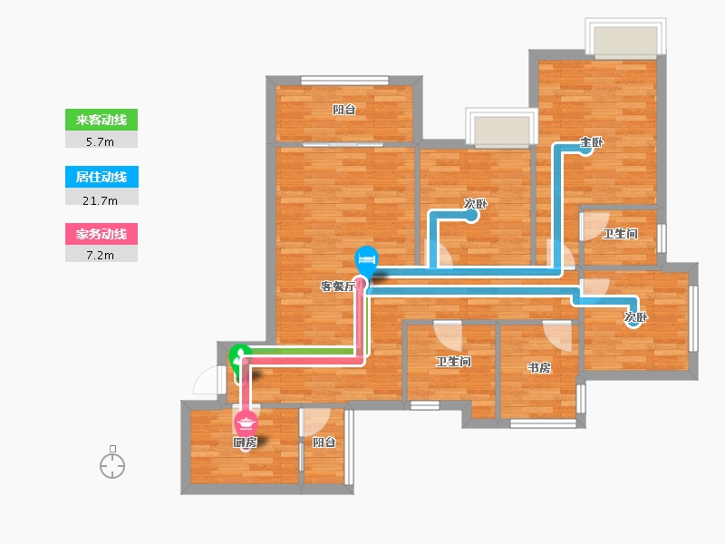 重庆-重庆市-港城印象二期2号楼88m²-88.00-户型库-动静线