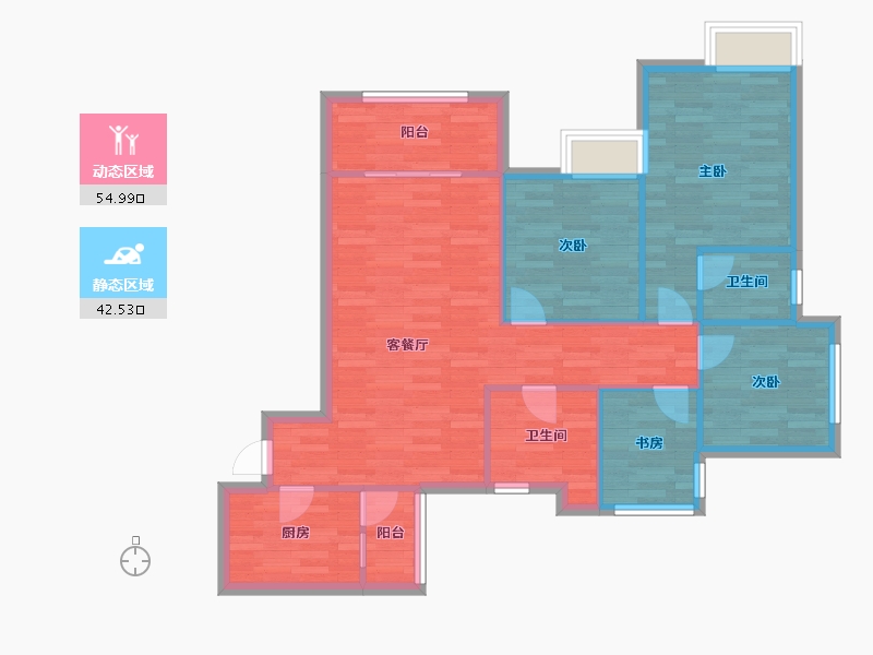 重庆-重庆市-港城印象二期2号楼88m²-88.00-户型库-动静分区