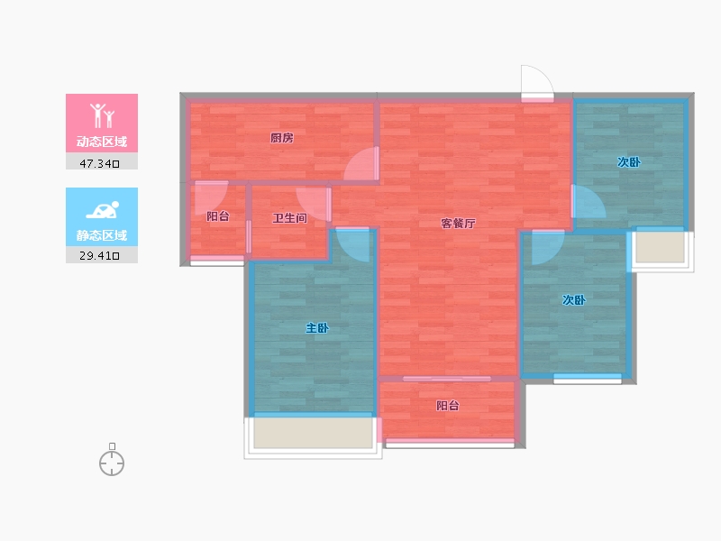 重庆-重庆市-金科集美阳光1-14号楼,1-22号楼,2-13号楼69m²-69.63-户型库-动静分区