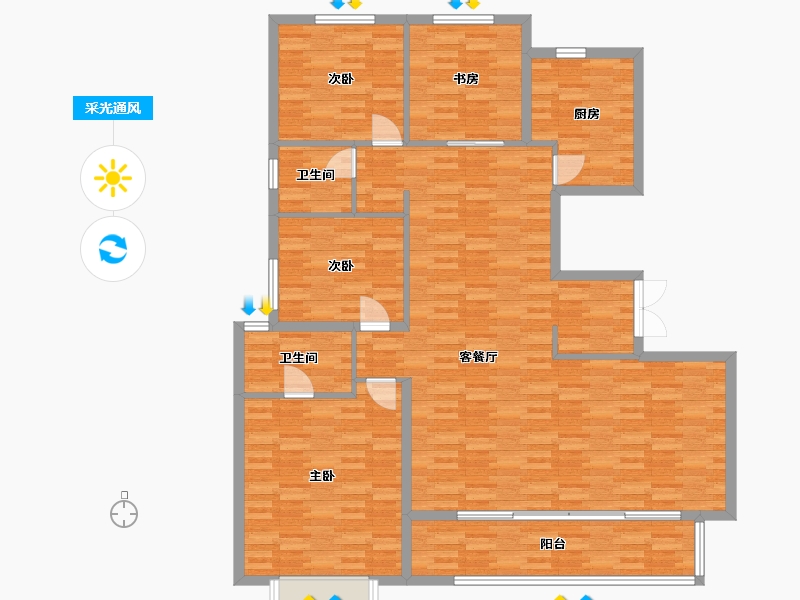 河南省-郑州市-万科民安江山府1号楼,12号楼177m²-141.60-户型库-采光通风