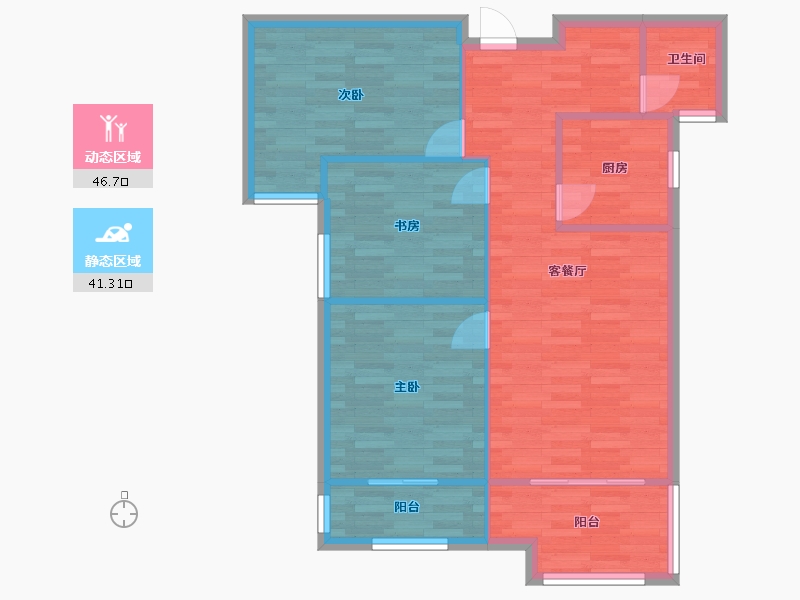 河南省-郑州市-台隆合园3号楼100m²-80.00-户型库-动静分区