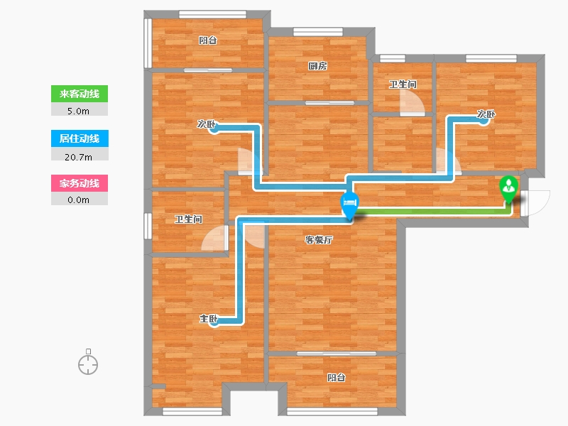 河南省-郑州市-台隆合园3号楼,1号楼119m²-95.20-户型库-动静线